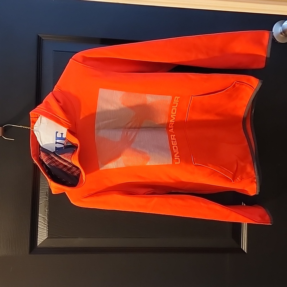 Under Armour Youth Boys Loose Fleece COLDGEAR Hoodie Radio Red/Magma Orange
